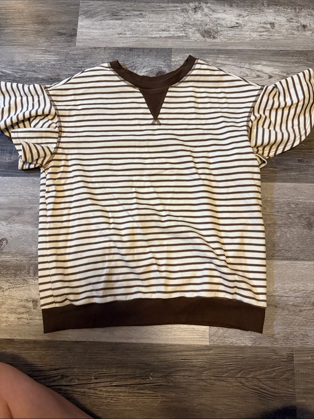 Amazon Striped Short-Sleeve Pullover - Cream & Brown